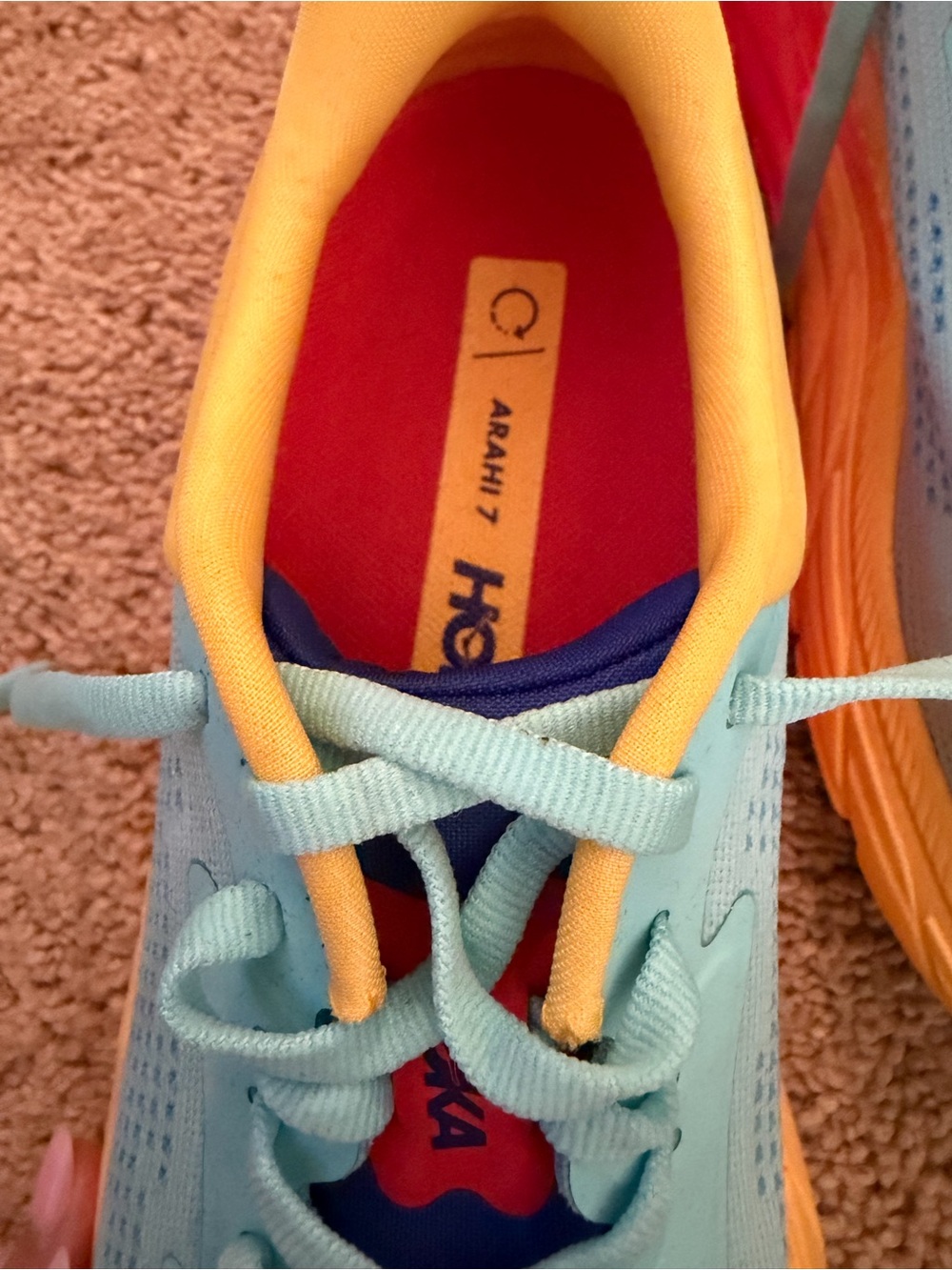 Hoka Light Blue, Yellow & Red Arahi 7 Running Shoe - Picture 2 of 13